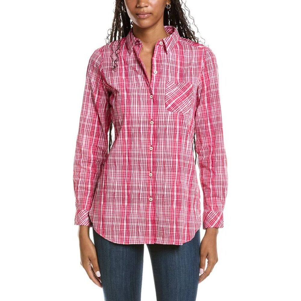 Foxcroft Womens Germaine Pure Plaid Shirt, Pink